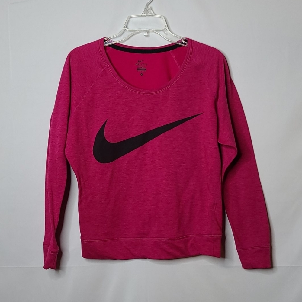 Nike dri-fit scoop neck swoosh pink sweatshirt Sm